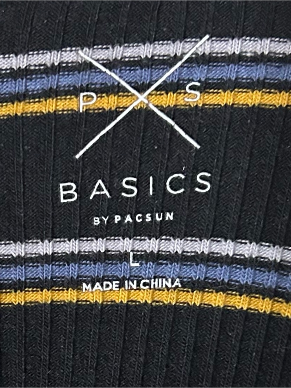PacSun Navy Stripe V-Neck Long Sleeve Crop Top with Yellow Accents - Picture 9 of 9